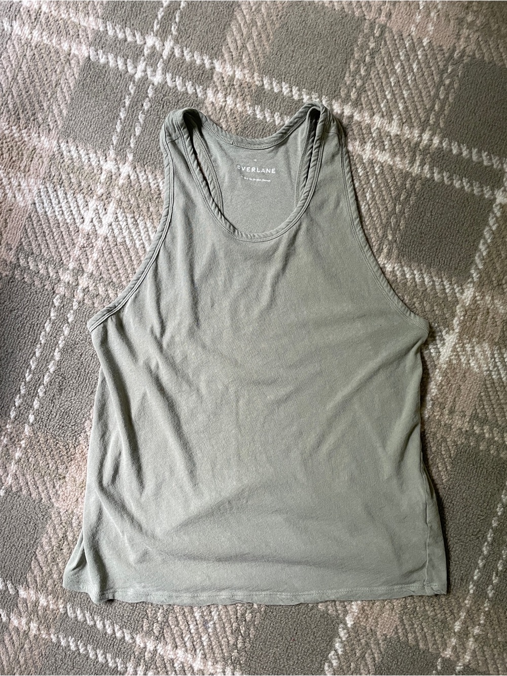 Everlane 100% cotton green racerback tank top XS